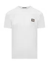 Dolce & Gabbana White Crewneck T-shirt With Logo Plate In Cotton Man In White