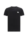 Dolce & Gabbana Dolce&gabbana Black Crewneck T Shirt With Logo Plaque In Black