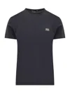 Dolce & Gabbana Black T-shirt With Logo Tag Detail On The Front In Cotton Man In Black
