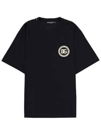 Dolce & Gabbana Short Sleeve Crew Neck T-shirt With Logo In Black