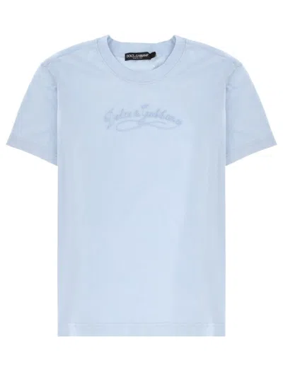 Dolce & Gabbana T Shirt With Logo In Blue