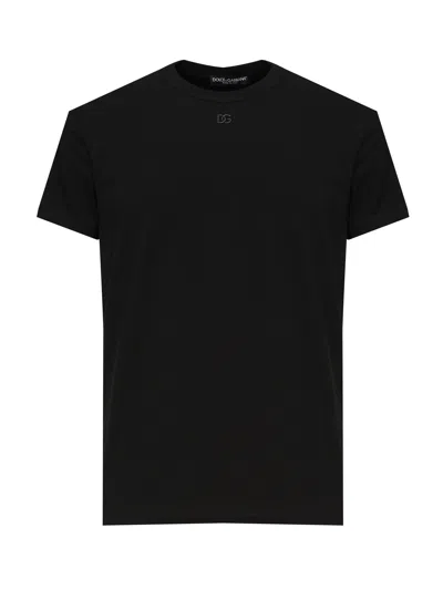 Dolce & Gabbana T-shirt With Logo Embroidery In Black