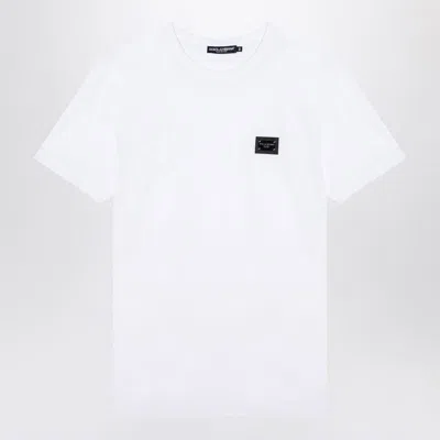 DOLCE & GABBANA DOLCE & GABBANA T-SHIRT WITH LOGO PLAQUE