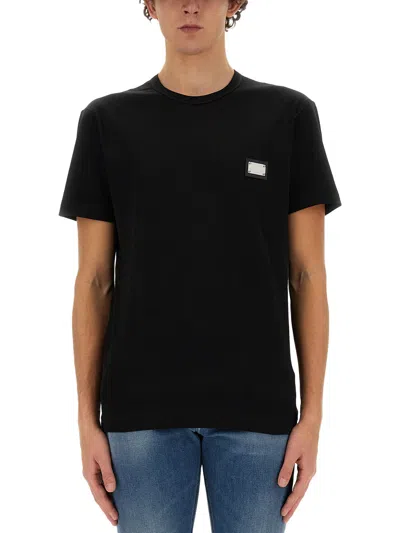 DOLCE & GABBANA T-SHIRT WITH LOGO PLAQUE