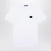 Dolce & Gabbana White Crewneck T-shirt With Logo Plate In Cotton Man In White