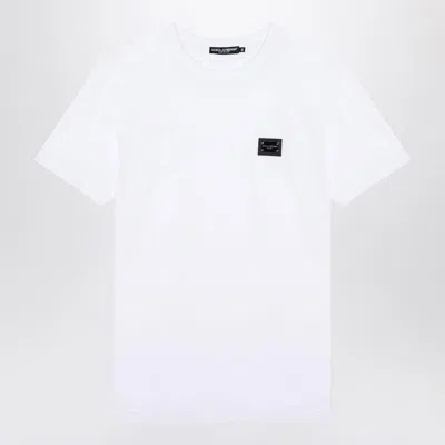 DOLCE & GABBANA DOLCE & GABBANA T-SHIRT WITH LOGO PLAQUE