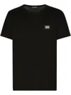 Dolce & Gabbana Cotton T-shirt With Metal Plaque Featuring Front Logo
