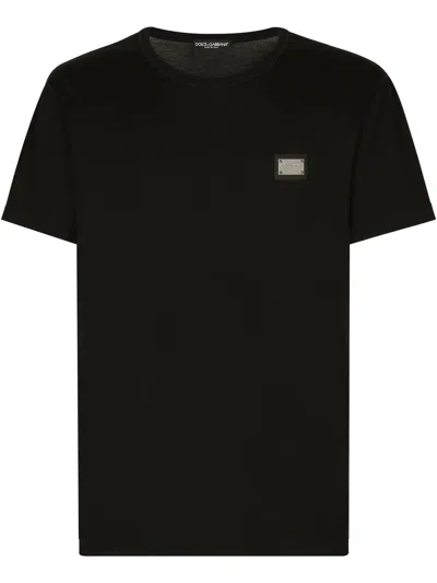 DOLCE & GABBANA DOLCE & GABBANA T SHIRT WITH LOGO PLAQUE