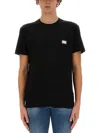 Dolce & Gabbana Ribbed Crew-neck Cotton T-shirt With Visible Stitches In Blue