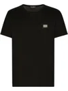 Dolce & Gabbana Dolce&gabbana Black Crewneck T Shirt With Logo Plaque In Black