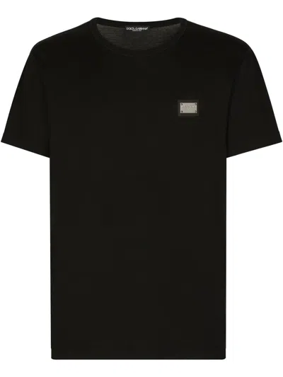 DOLCE & GABBANA T-SHIRT WITH LOGO PLAQUE
