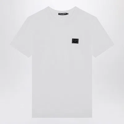 Dolce & Gabbana Dolce&gabbana White T-shirt With Logo Plaque Men