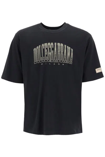 Dolce & Gabbana Logo-print Cotton T-shirt In Nero