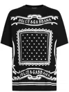 Dolce & Gabbana Black Crewneck T-shirt With Bandana Print All-over