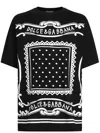Dolce & Gabbana Black Crewneck T-shirt With Bandana Print All-over In Black