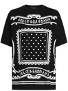 Dolce & Gabbana Black Crewneck T-shirt With Bandana Print All-over In Black