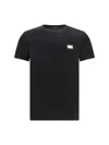 Dolce & Gabbana Cotton T-shirt With Metal Plaque Featuring Front Logo