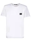 Dolce & Gabbana White Crewneck T-shirt With Logo Plate In Cotton Man