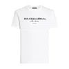 Dolce & Gabbana White Crewneck T-shirt With Logo Lettering Print On The Front In White