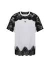 Dolce & Gabbana Jersey T-shirt With Dg Logo And Lace Inserts In White