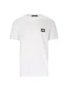 Dolce & Gabbana White Crewneck T-shirt With Logo Plate In Cotton Man In White