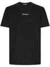 Dolce & Gabbana Black Crewneck T-shirt With Signature Logo In Cotton Man In Blue