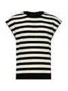 Dolce & Gabbana Black And White Sleeveless Top With Round Neck And All-over Strpied Motif