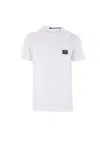 Dolce & Gabbana White Crewneck T-shirt With Logo Plate In Cotton Man