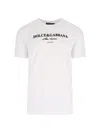 Dolce & Gabbana White Crewneck T-shirt With Logo Lettering Print On The Front In White