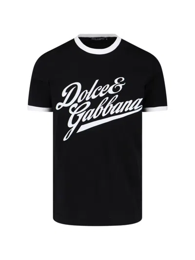 Dolce & Gabbana Crew Neck T-shirt Contrast Trim In Black