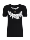 Dolce & Gabbana Jersey T-shirt With Dg Logo And Lace Details In Black