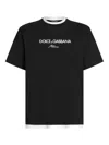 Dolce & Gabbana Logo-embroidered Layering Cotton T-shirt In Black