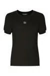 Dolce & Gabbana Cotton T-shirt With Dg Crystal Logo In Black