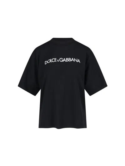 Dolce & Gabbana Dg Cropped Cotton Jersey T-shirt In Black