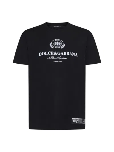 Dolce & Gabbana Cotton T-shirt With Logo Print In Black