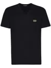 Dolce & Gabbana Logo V-neck T-shirt In Black