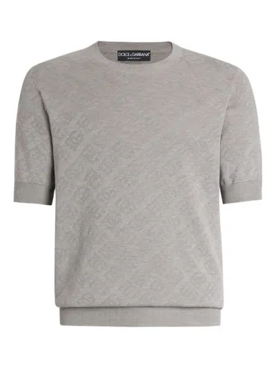 Dolce & Gabbana Crew Neck Short Sleeve Sweater In Gray
