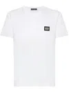 Dolce & Gabbana White Crewneck T-shirt With Logo Plate In Cotton Man In White