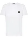 Dolce & Gabbana White Crewneck T-shirt With Logo Plate In Cotton Man In White