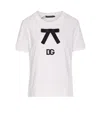 Dolce & Gabbana White T-shirt With Bow On The Front And Dg Logo In White