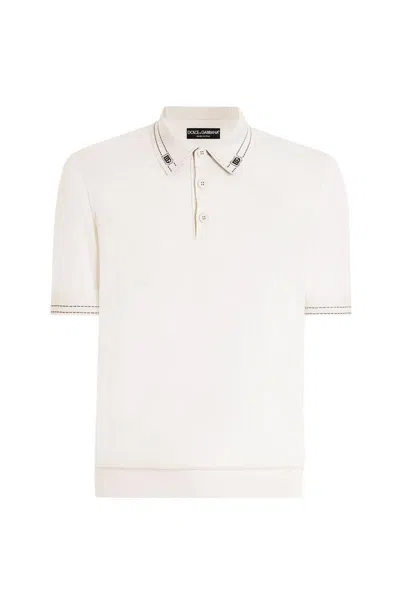 Dolce & Gabbana Short-sleeved Polo Shirt In White