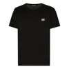 Dolce & Gabbana Cotton T-shirt With Metal Plaque Featuring Front Logo In Black