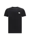 Dolce & Gabbana Cotton T-shirt With Metal Plaque Featuring Front Logo In Black