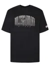 Dolce & Gabbana Men Black T-shirt With Logo Lettering Print In Cotton Man In Black