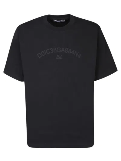 Dolce & Gabbana Roundneck T-shirt With Contrasting Logo Print And Short Sleeves In Black