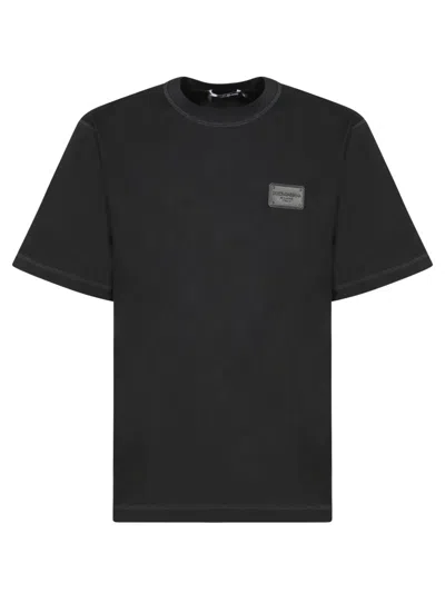 Dolce & Gabbana Black Tone-on-tone Plaque T-shirt