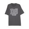 Dolce & Gabbana Men Grey Crewneck T-shirt With Logo Print On The Front In Cotton Man In Gray