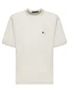 Dolce & Gabbana White T-shirt With Crew Neck And Applied Logo Plate On The Chest In White
