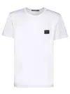 Dolce & Gabbana White Crewneck T-shirt With Logo Plate In Cotton Man In White