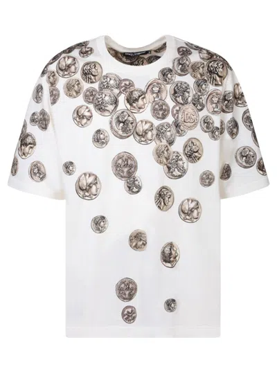 Dolce & Gabbana Signature Logo Cotton Tee In White